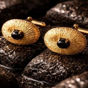 Vintage Anson Gold and Grey Star Sapphire Cufflinks